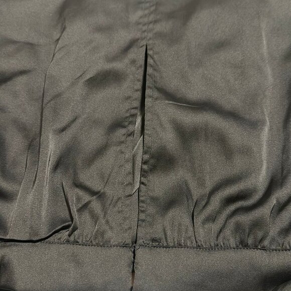 DO+BE Black Silk Cropped Top with Deep V-Neck and Button Details - Size Large - Picture 7 of 7